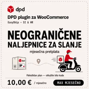 WooCommerce DPD plugin MAX mjesečni paket za neograničen ispis DPD naljepnica